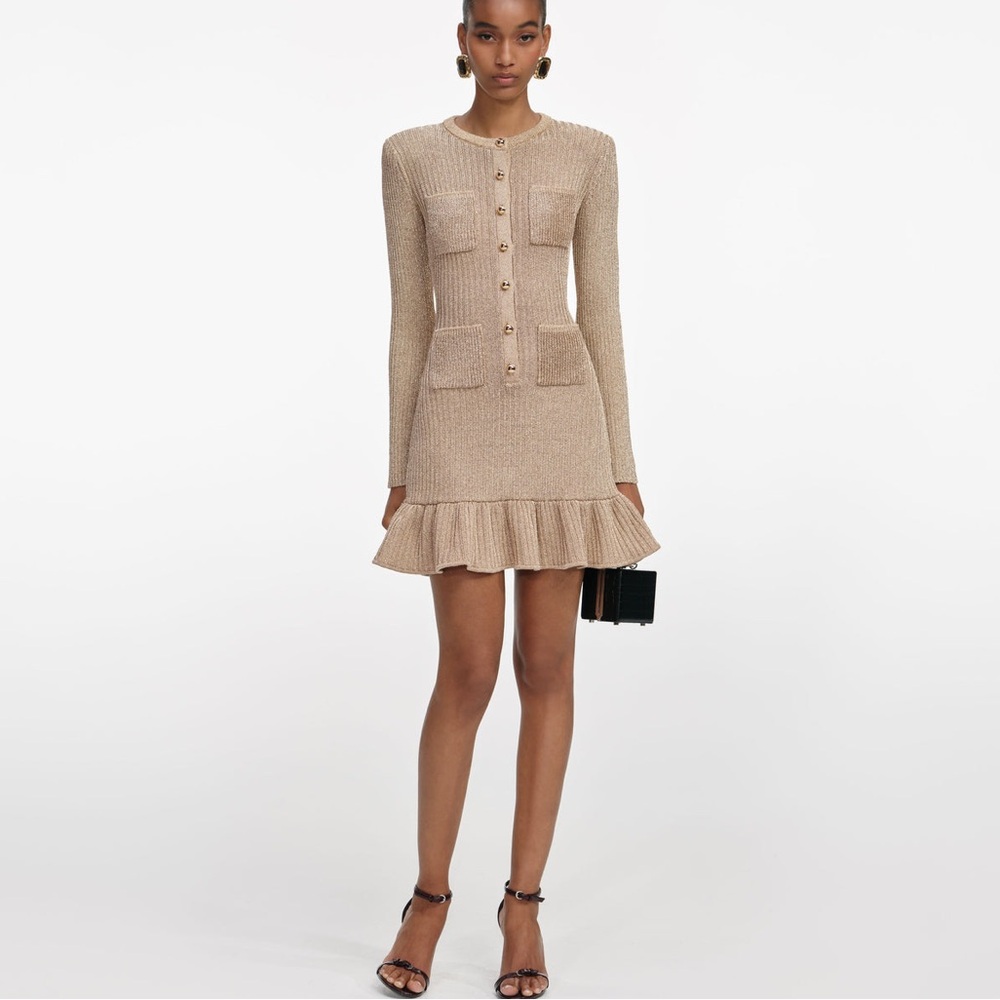 SELF-PORTRAIT Lurex Knit Mini Dress, size US 2